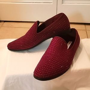 Henry Ferrera Collection Men's Wine color, rhinestone studded slip on dress shoe